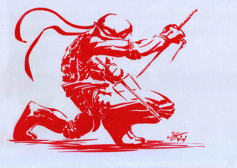 Red ninja warrior sketch