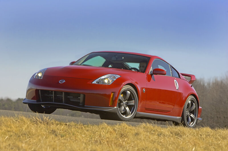 Red Nissan 350Z on a road