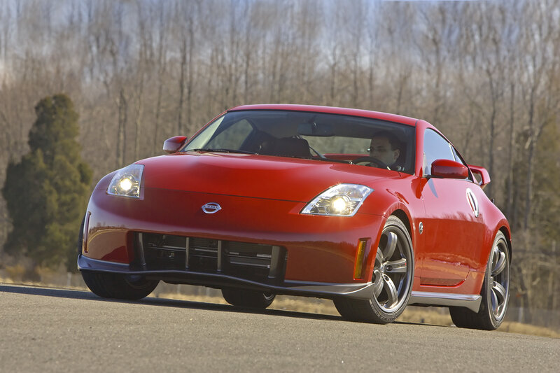 Red Nissan 350Z on a road