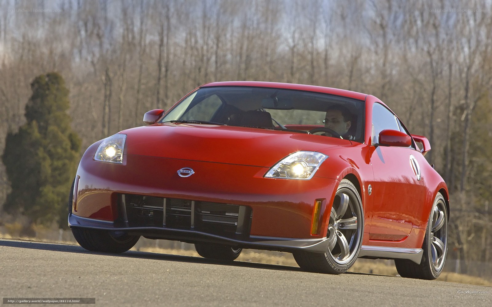 Red Nissan 350Z on a road