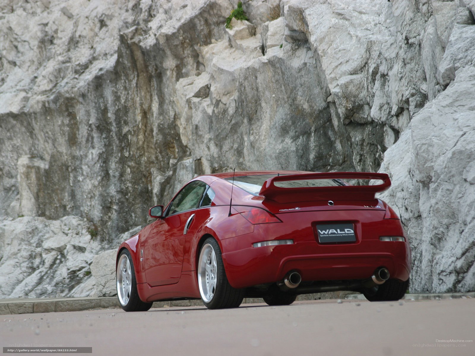 Red Nissan 350Z with Wald body kit