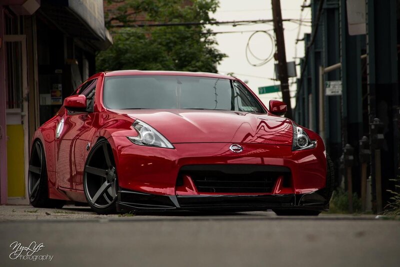 Red Nissan 370z Car — Dramatic, Afternoon