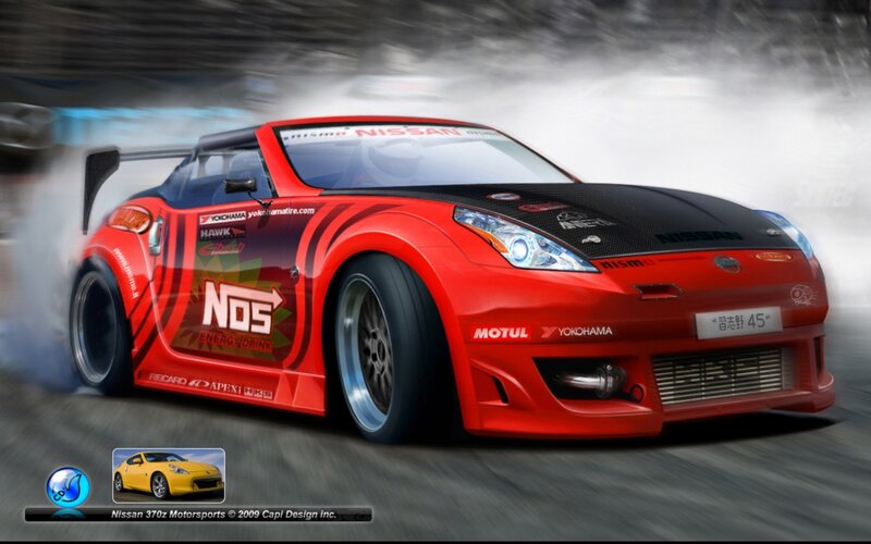 Red Nissan 370z Drifting