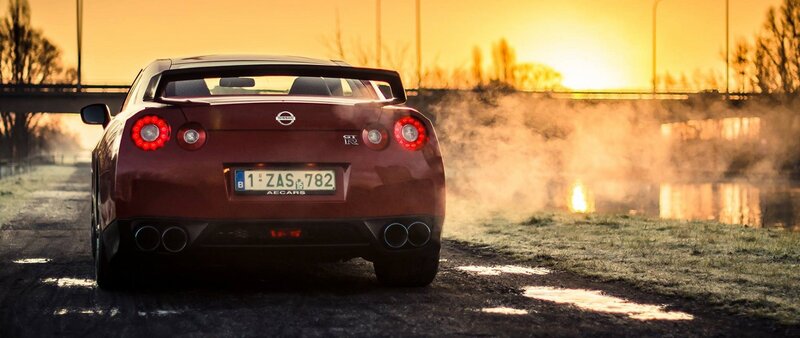 Red Nissan Gt-r — Dramatic, Sunset
