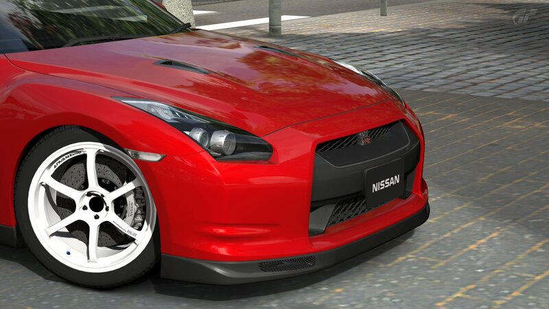Red Nissan GT-R front view