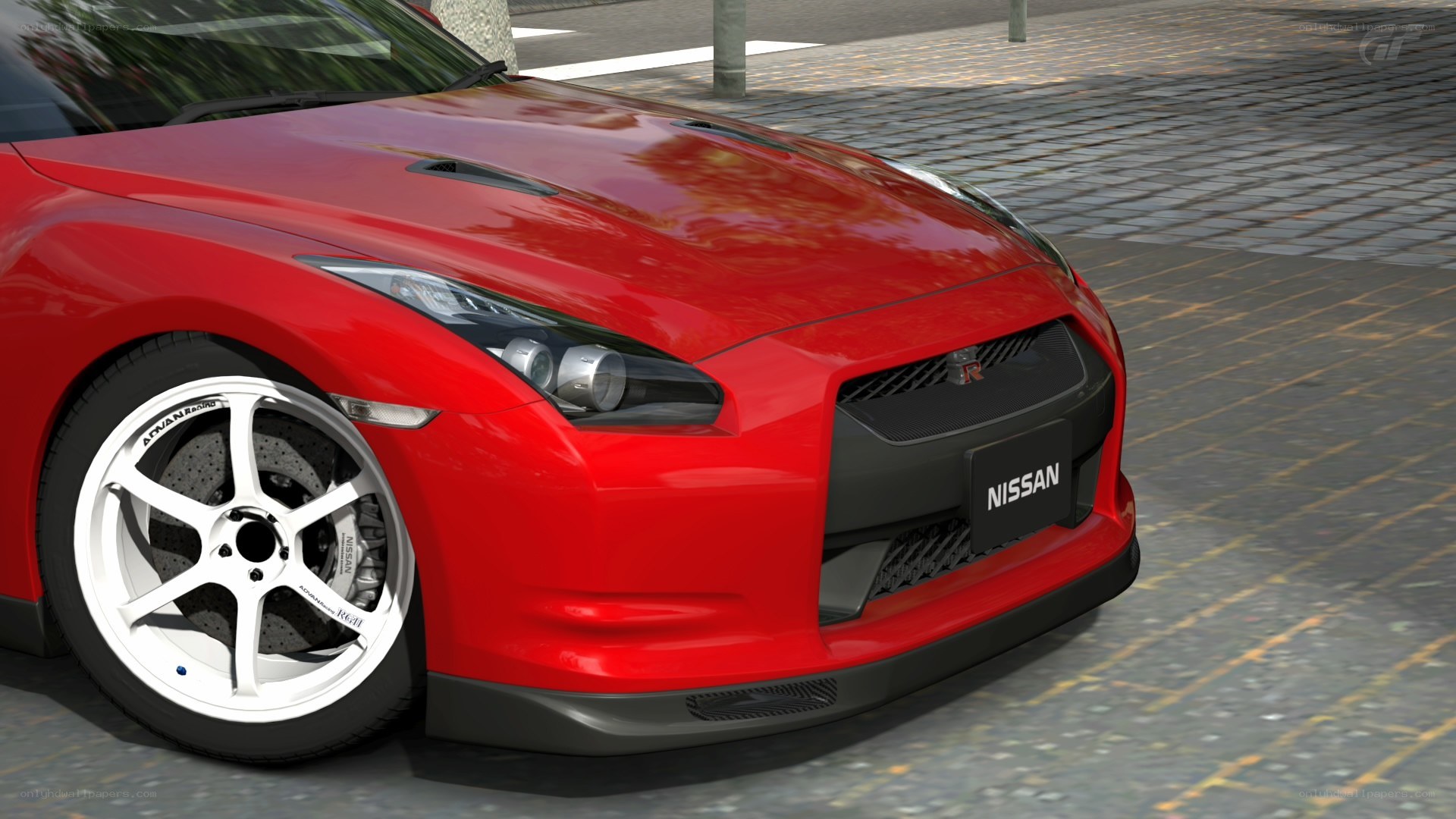 Red Nissan GT-R front view