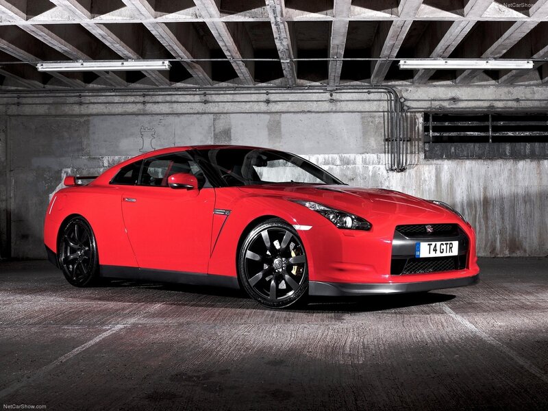 Red Nissan GT-R in garage