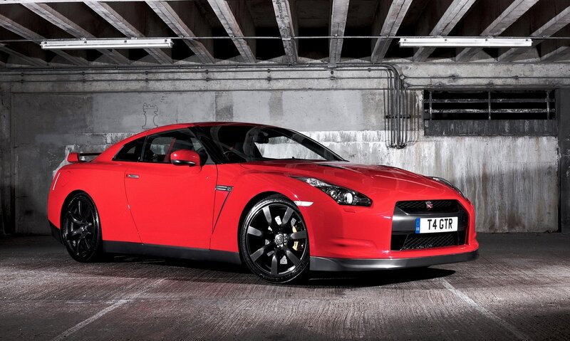 Red Nissan GT-R in garage