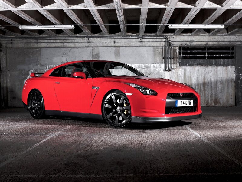 Red Nissan GT-R in garage