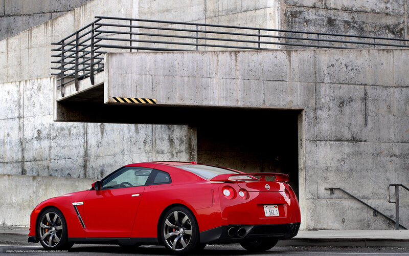 Red Nissan GT-R in urban setting