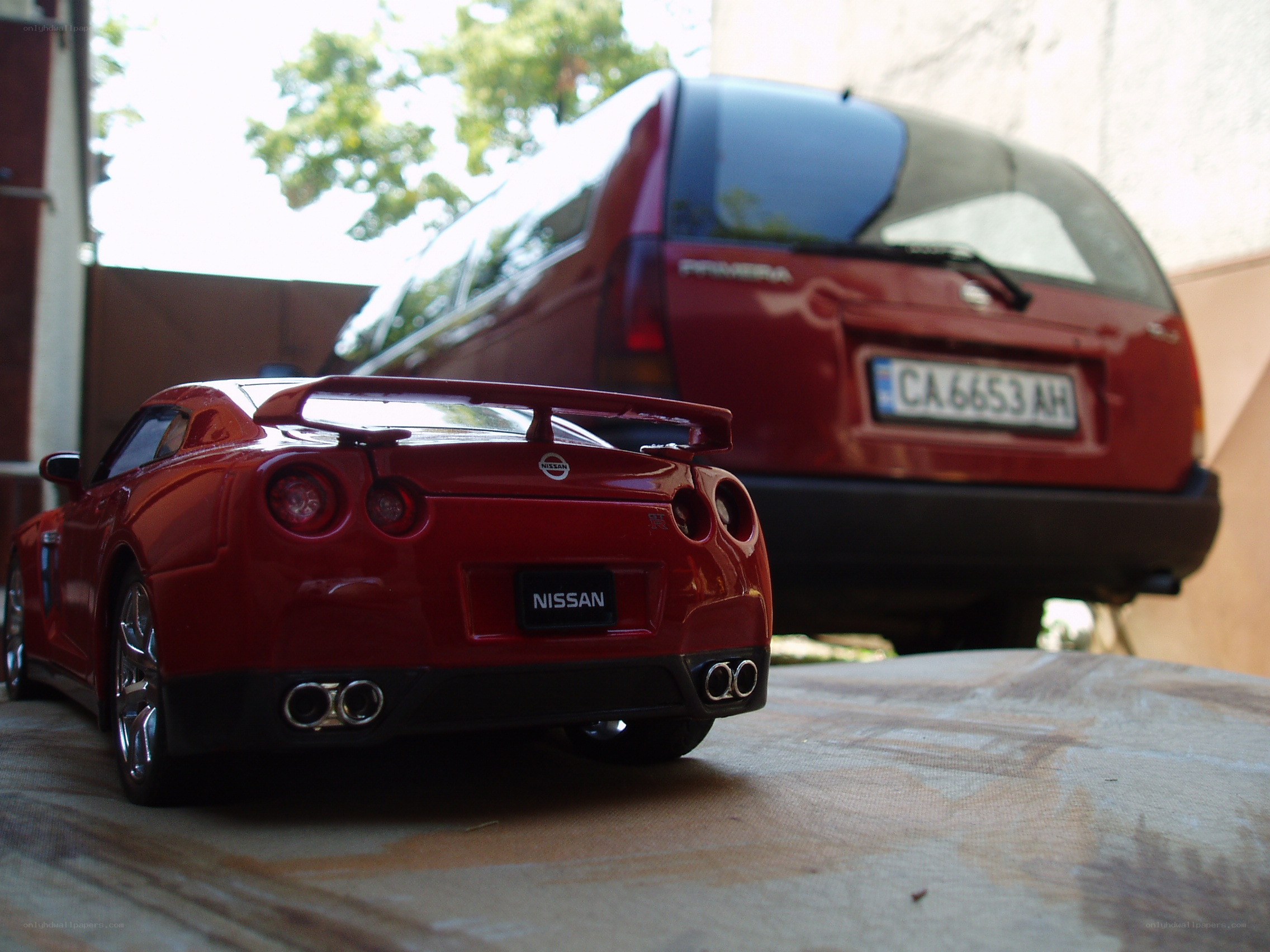 Red Nissan GT-R model car