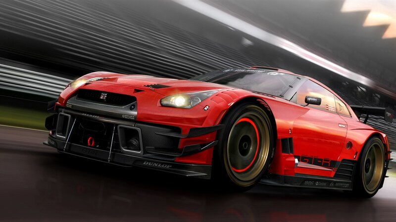 Red Nissan GT-R race car