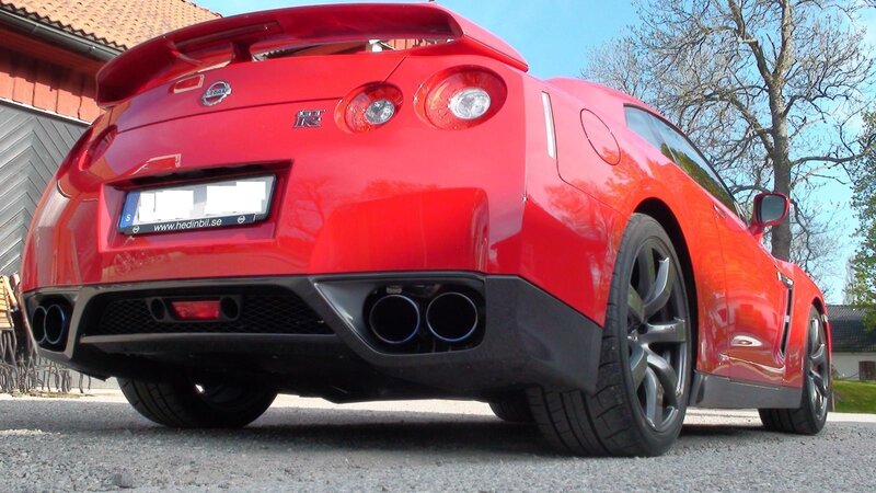 red nissan gt-r rear view