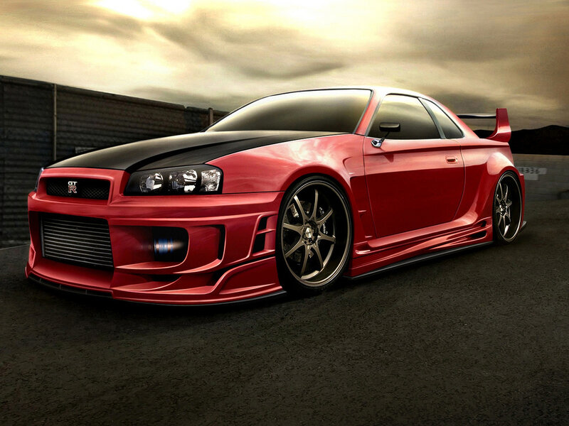 red nissan gt-r sports car