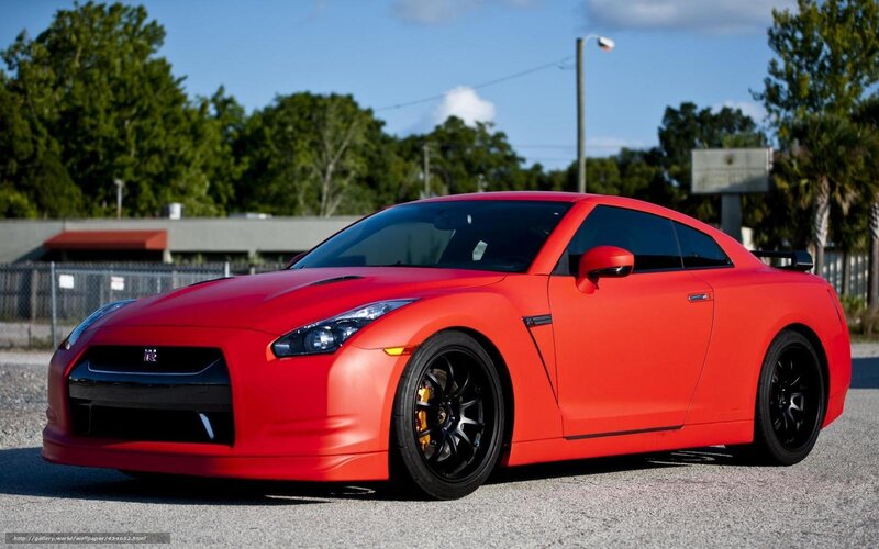 Red Nissan GT-R sports car