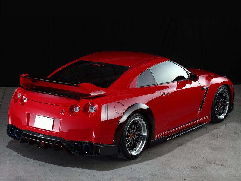 Red Nissan GT-R sports car
