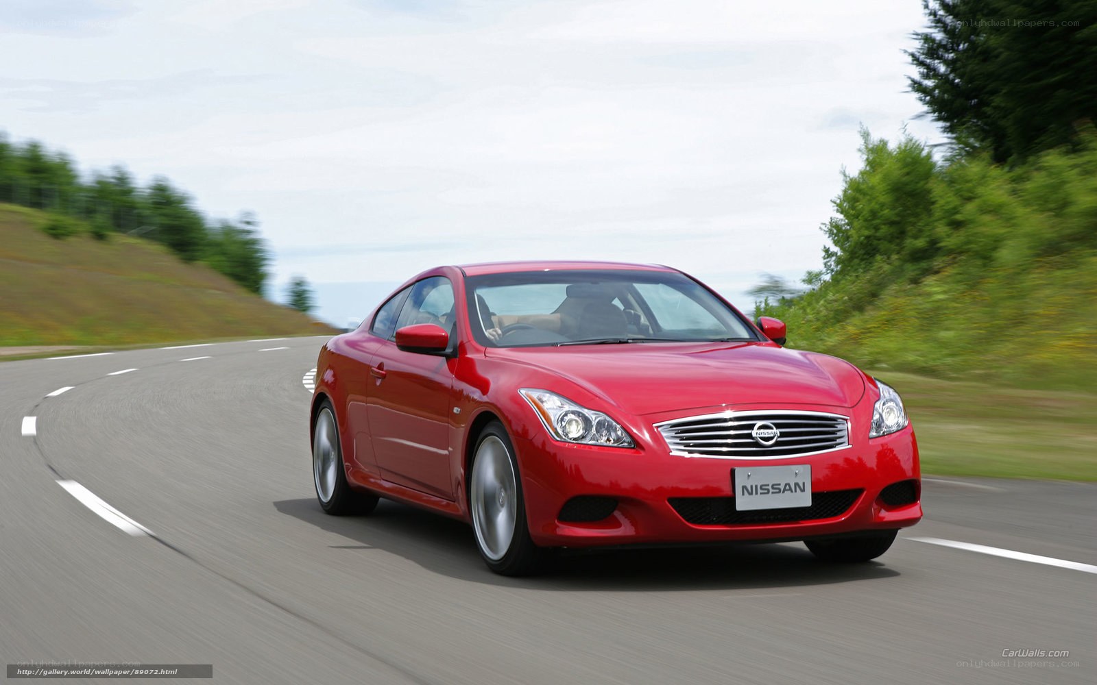 Red Nissan Infiniti G37 in motion