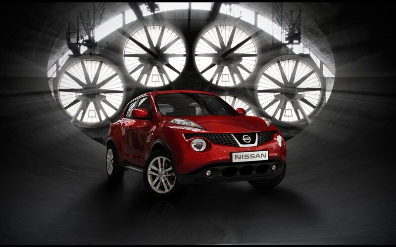 Red Nissan Juke Car — Dramatic, Photograph, Factory
