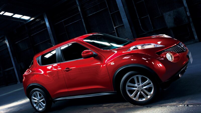 Red Nissan Juke Car — Dramatic, Photograph