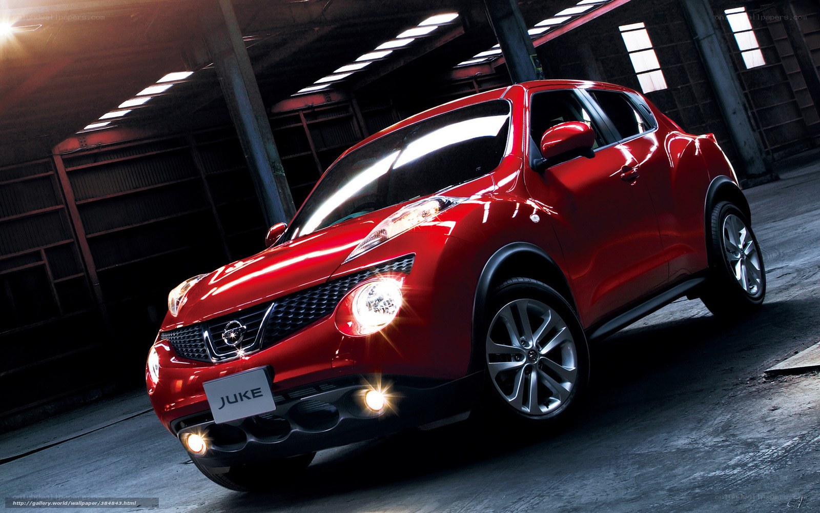 Red Nissan Juke in warehouse