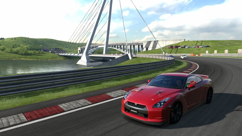 Red Nissan on racetrack