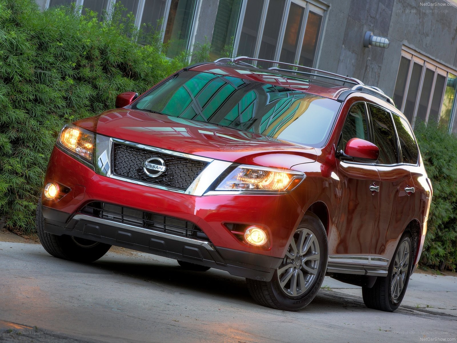 Red Nissan Pathfinder SUV