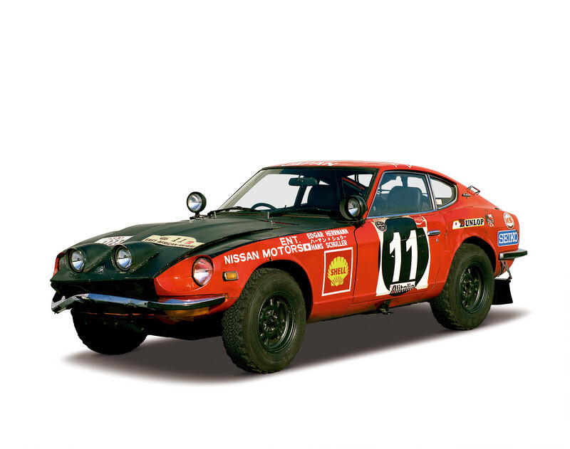 Red Nissan race car