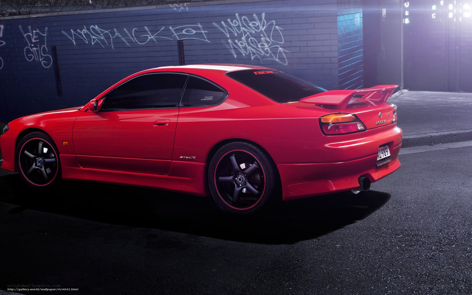 Red Nissan Silvia in alley