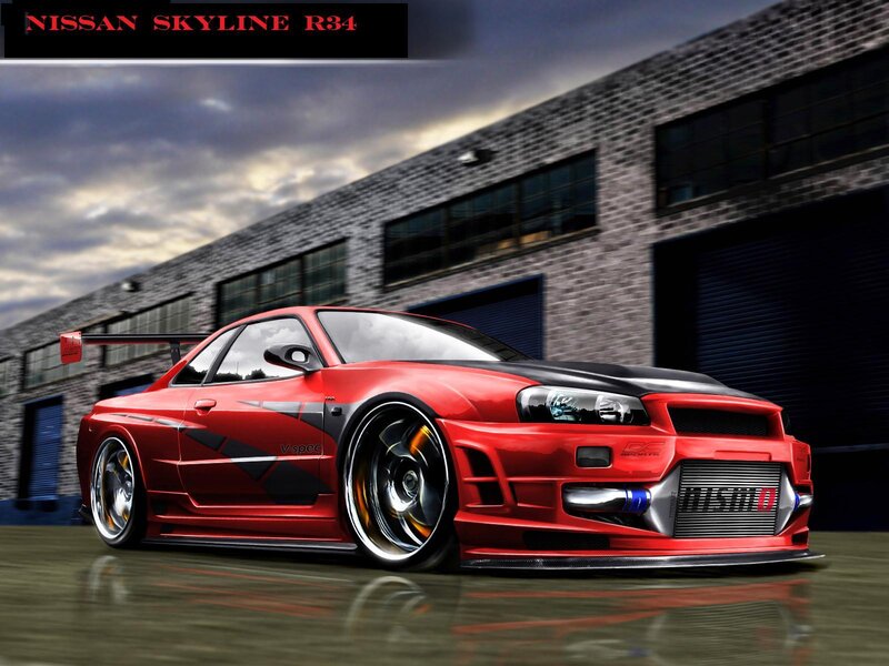 Red Nissan Skyline R34