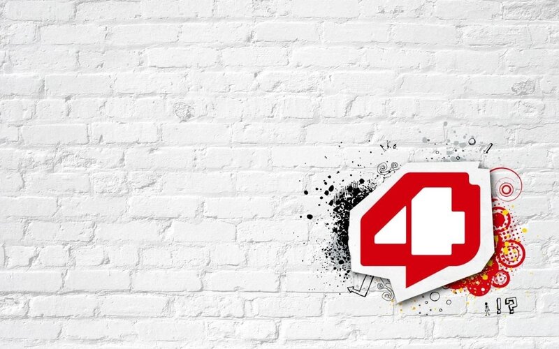 red number four on brick wall