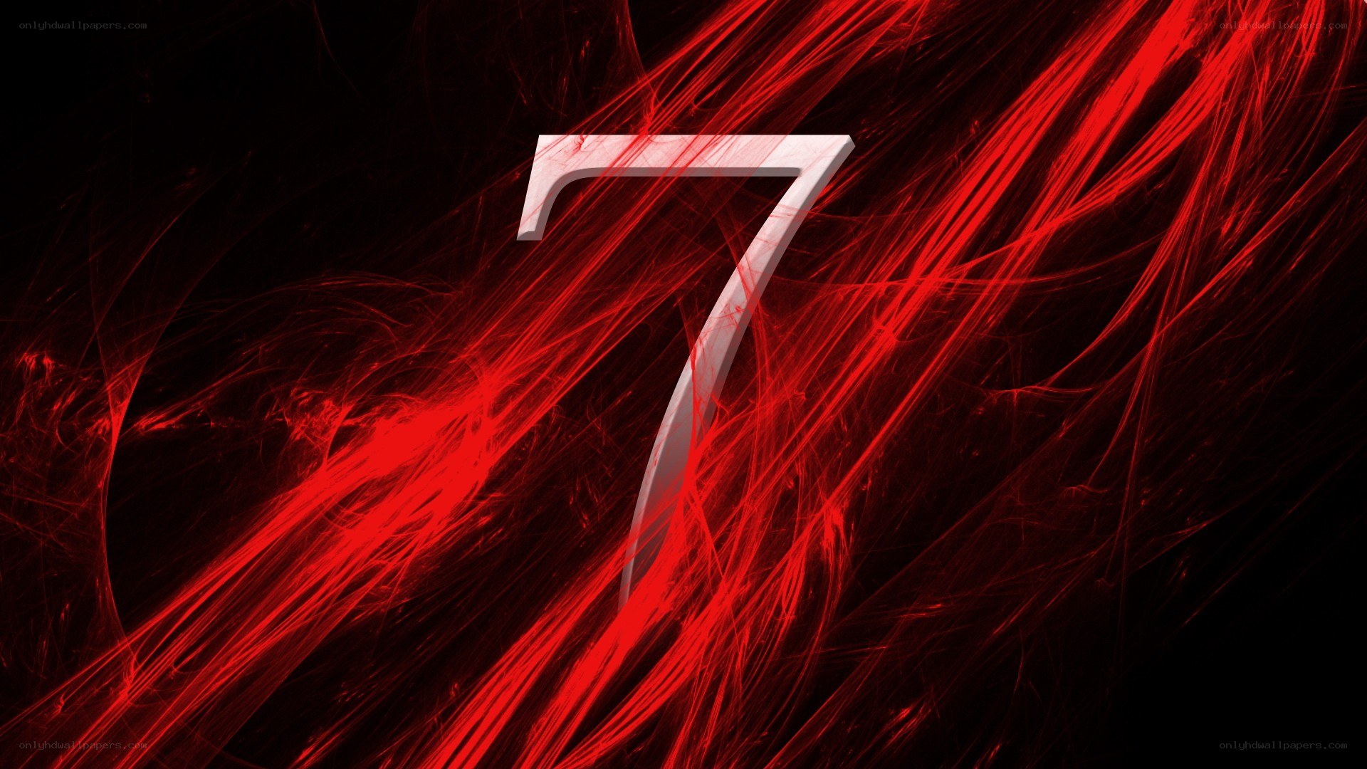 Red number seven abstract background