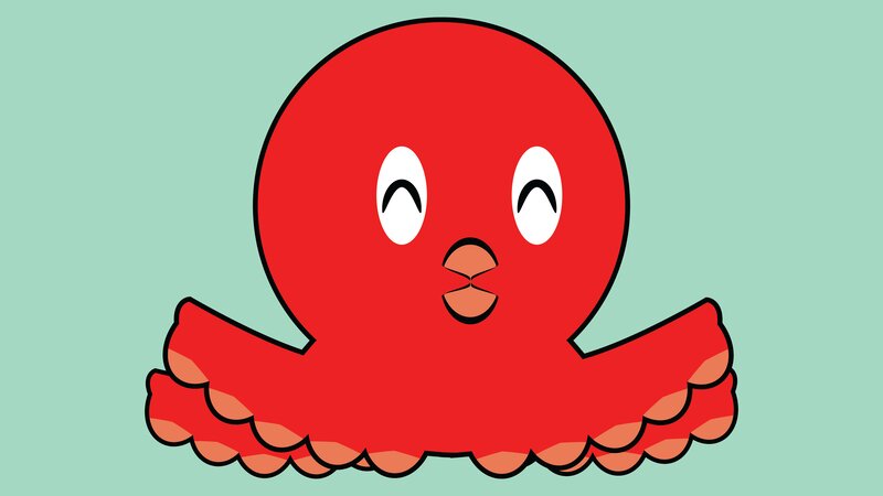 Red Octopus Character — Playful, Vector Art, Eyes, Tentacles