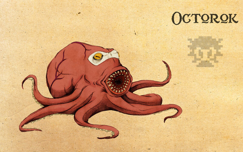 Red octopus creature illustration