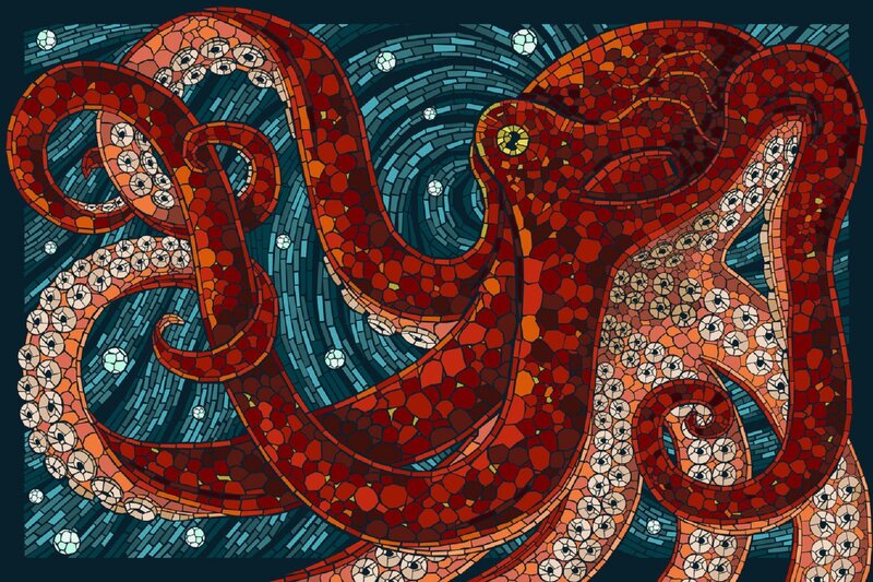 Red Octopus Mosaic
