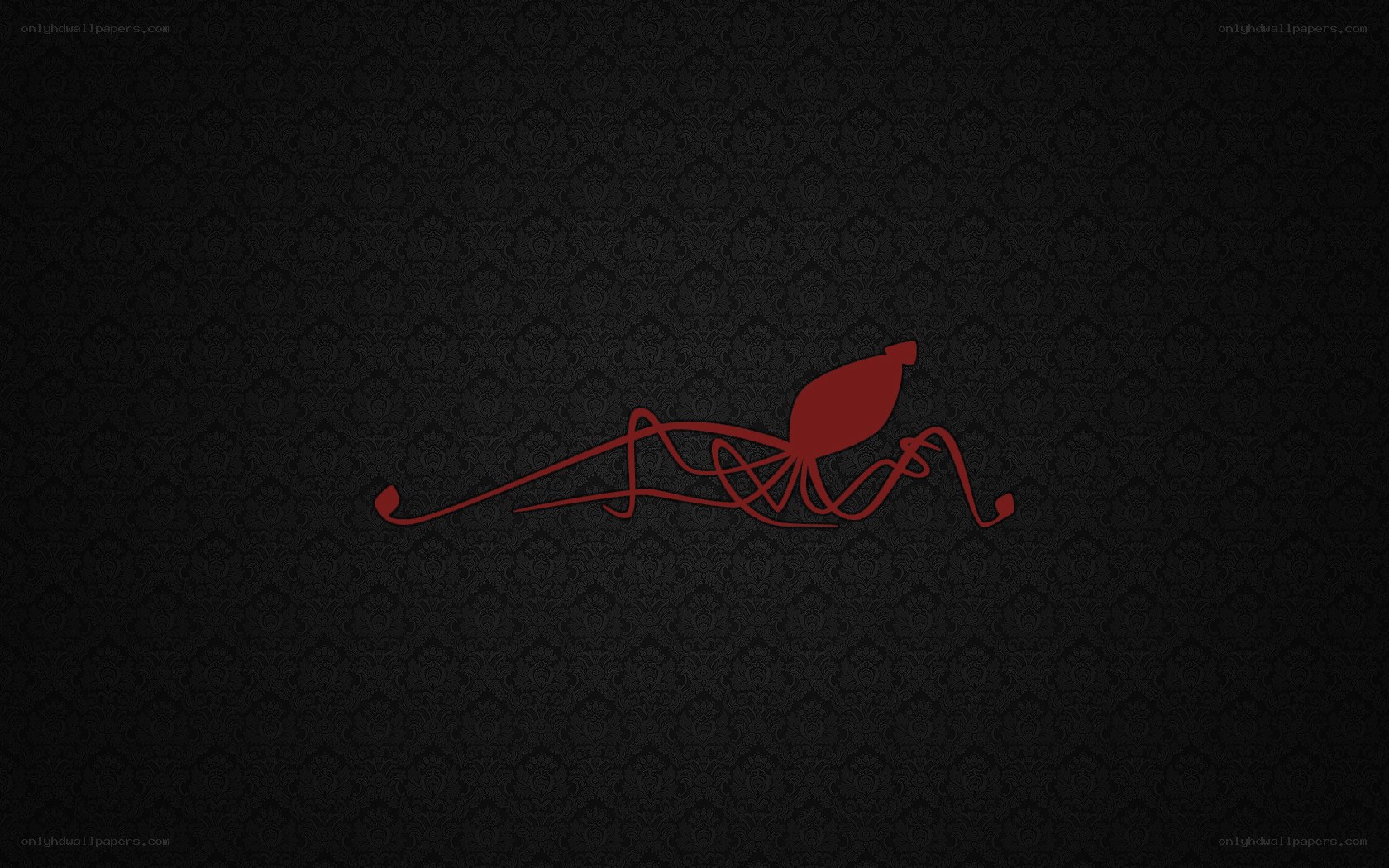 red octopus on black pattern