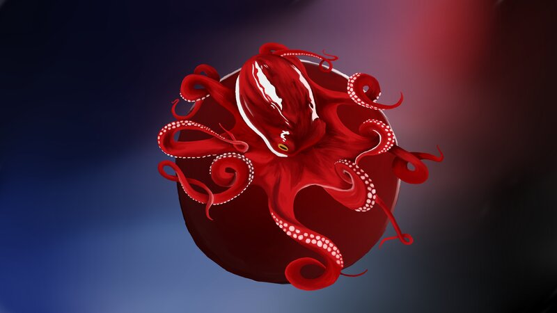 Red Octopus on Sphere
