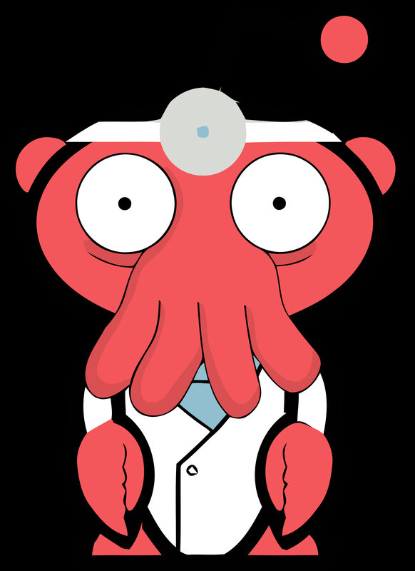 red octopus scientist character