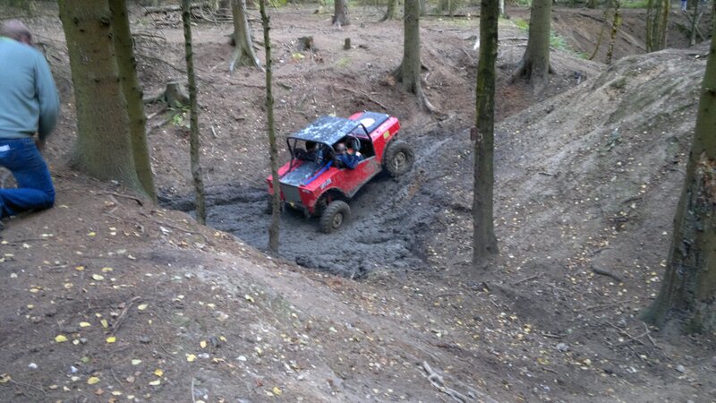 Red Off-road Vehicle — Brown