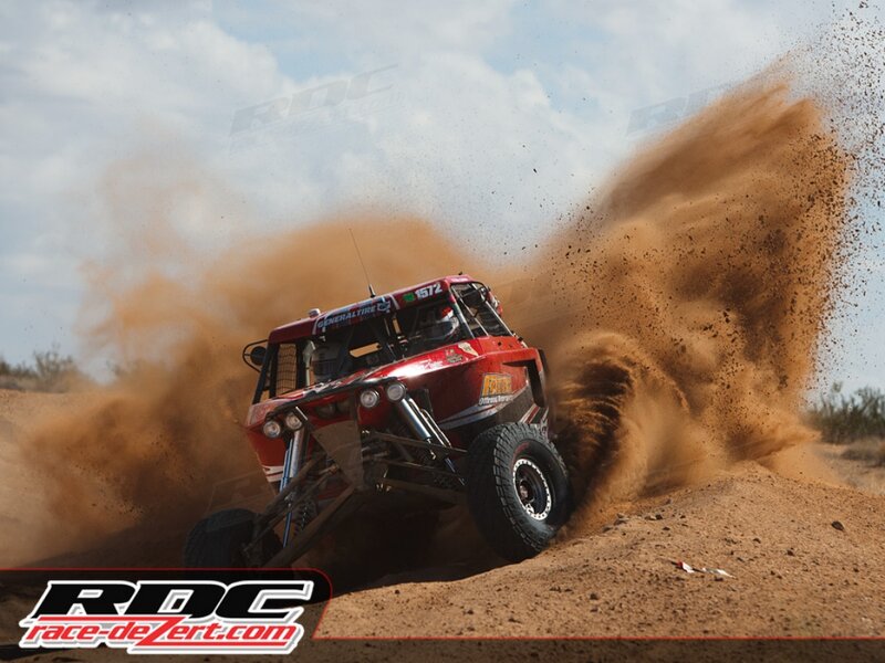 Red Off-road Vehicle — Dynamic, Afternoon, Photograph, Dust Cloud