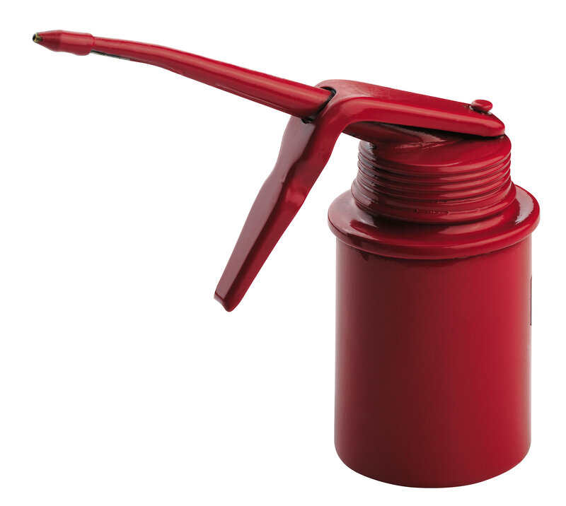 red oil can with pump