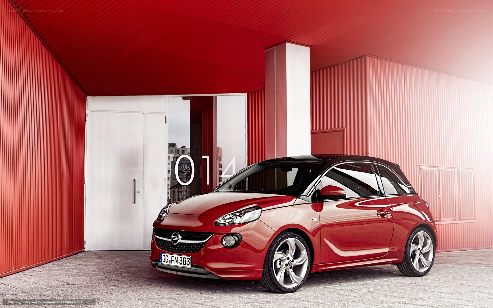 Red Opel Adam car