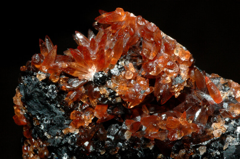 Red-orange mineral crystals