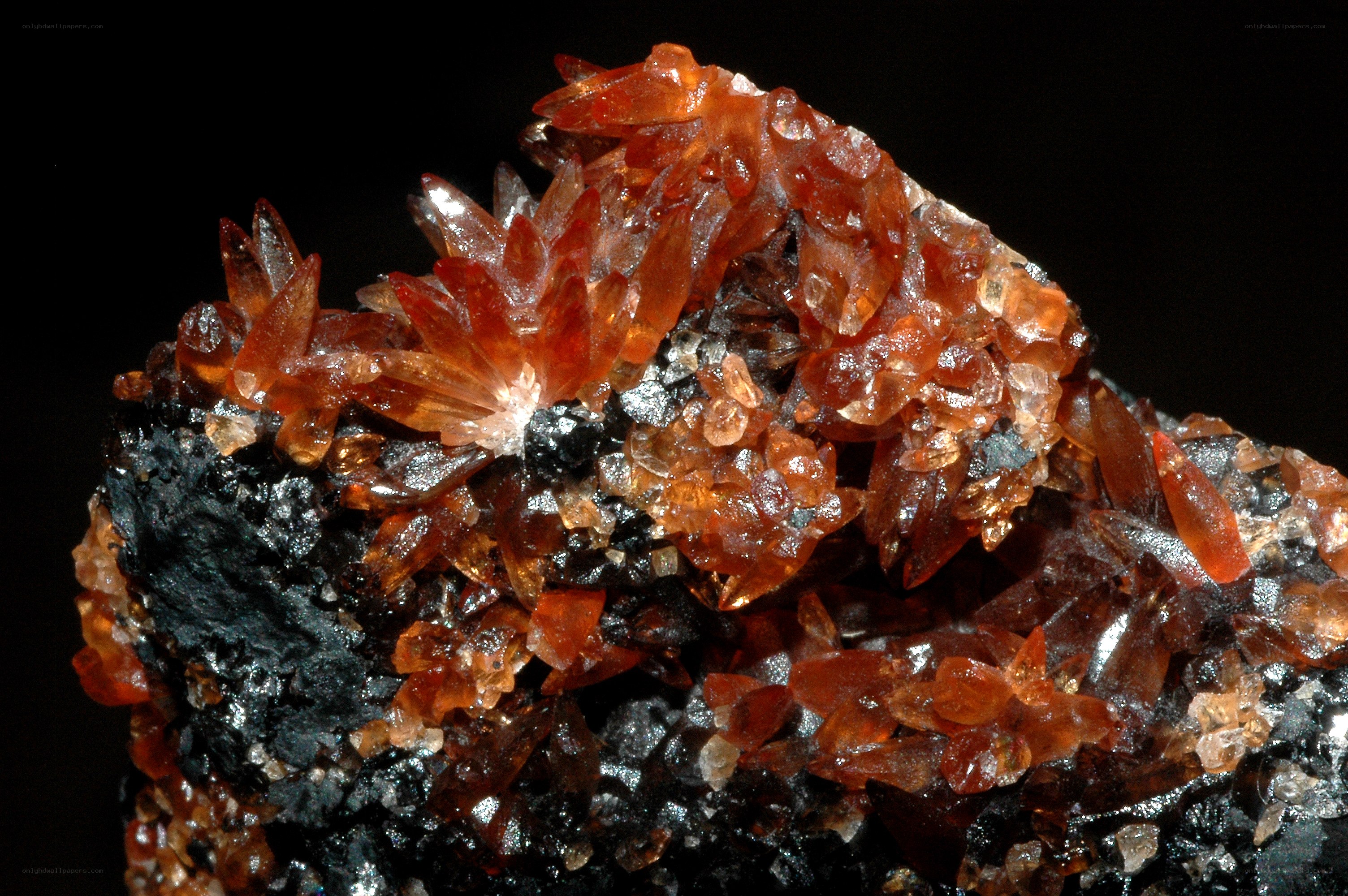 Red-orange mineral crystals