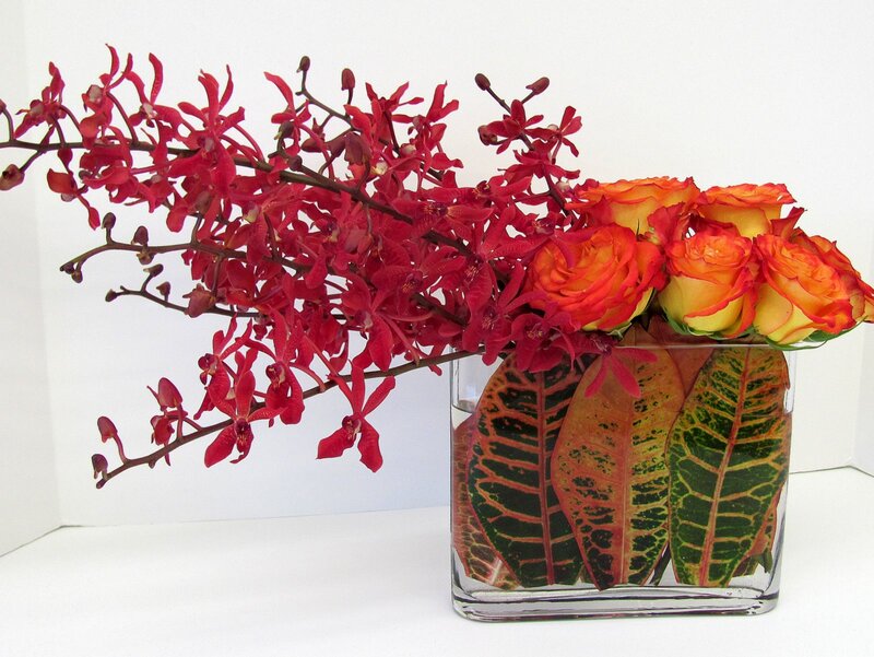 Red Orchids and Roses