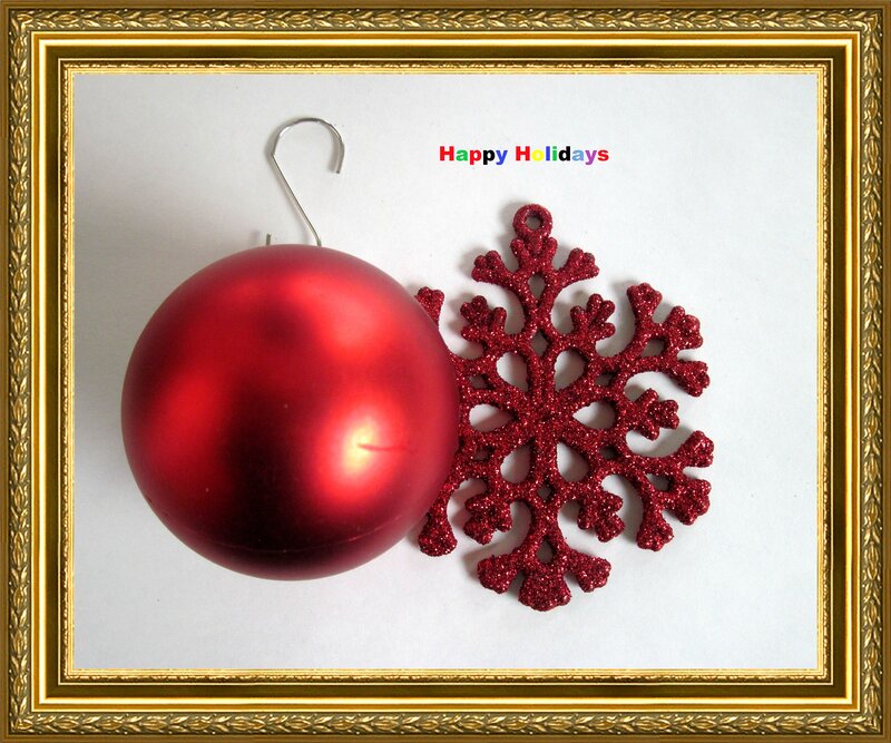 Red Ornament and Snowflake