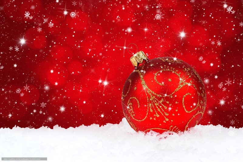 Red Ornament in Snow — Festive, Winter, Photograph, Stars