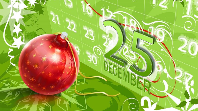 Red Ornament on Calendar — Green, Festive