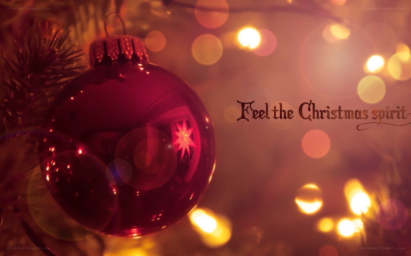 Red ornament on Christmas tree