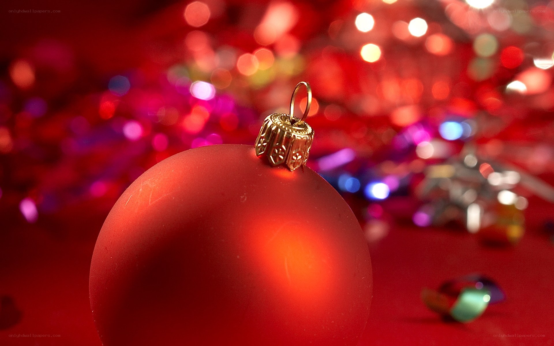 Red ornament on festive background