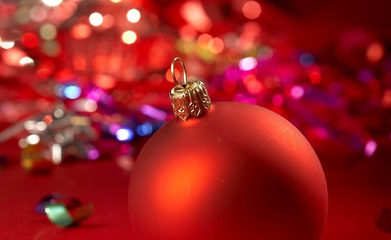 Red ornament on festive background